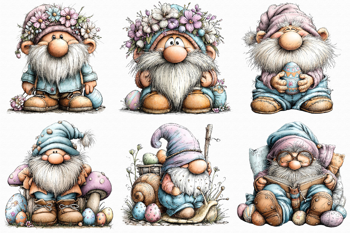 Cute Easter Gnomes Clipart, an Illustration by Libby Wishes (Photo 2 of 6)