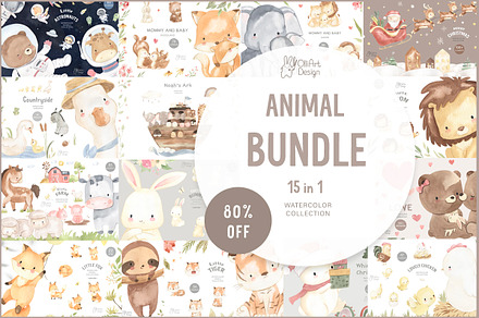 Animal BUNDLE. Watercolor