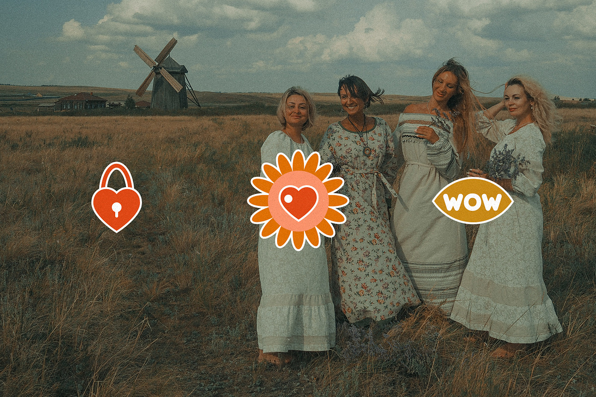 30 Retro Love Stickers, an Object Graphic by Parisa-Artstudio (Photo 2 of 6)