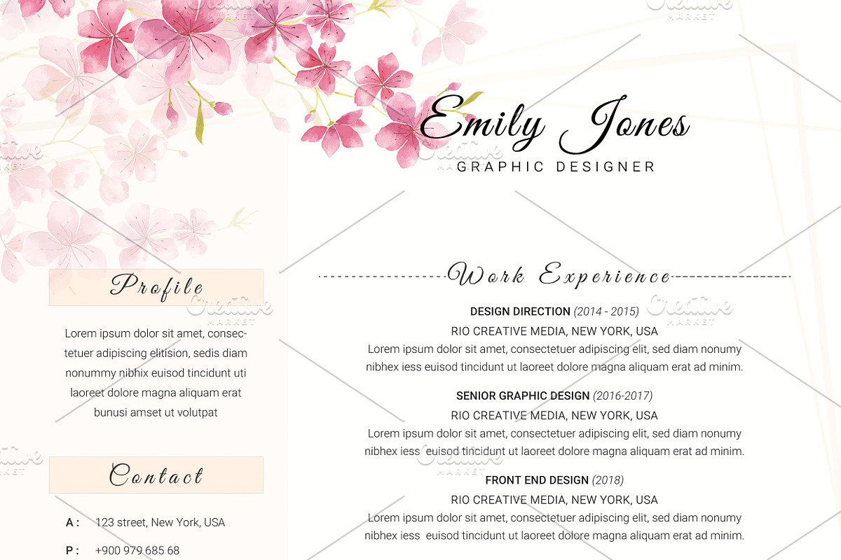 Water Color CV-Resume Template *C, a Resume Template by Showy68 Template (Photo 4 of 5)