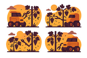 Farming equipment harvesting grapes, an Illustration by ZinetroN