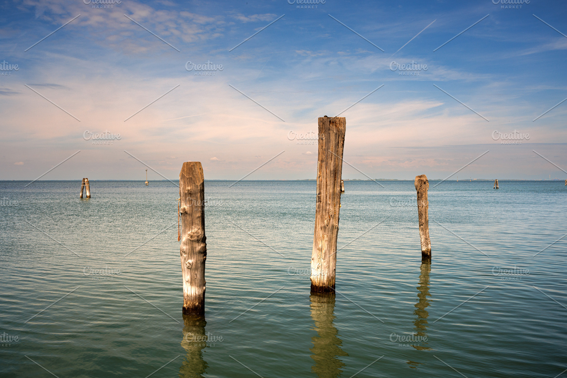 Wooden poles, Venetian lagoon, a Nature Photo by Bepslabor