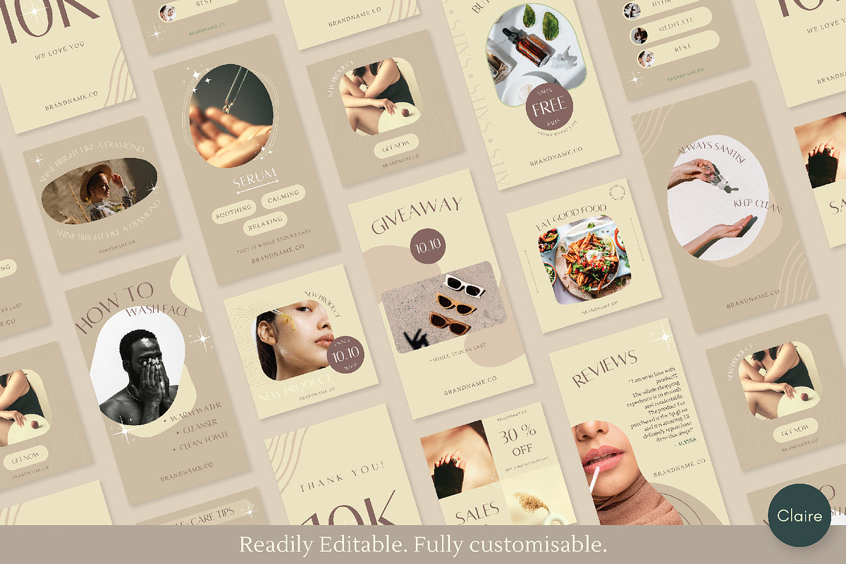 Ins Earthy Beige Beauty Creator Kit, a Social Media Template by Clairee Design Studio (Photo 6 of 7)