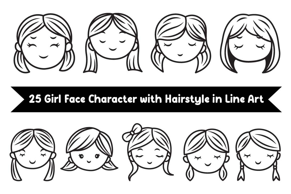 25 Girl Face Character in Line Art, a Person Illustration by jongcreative (Photo 2 of 8)