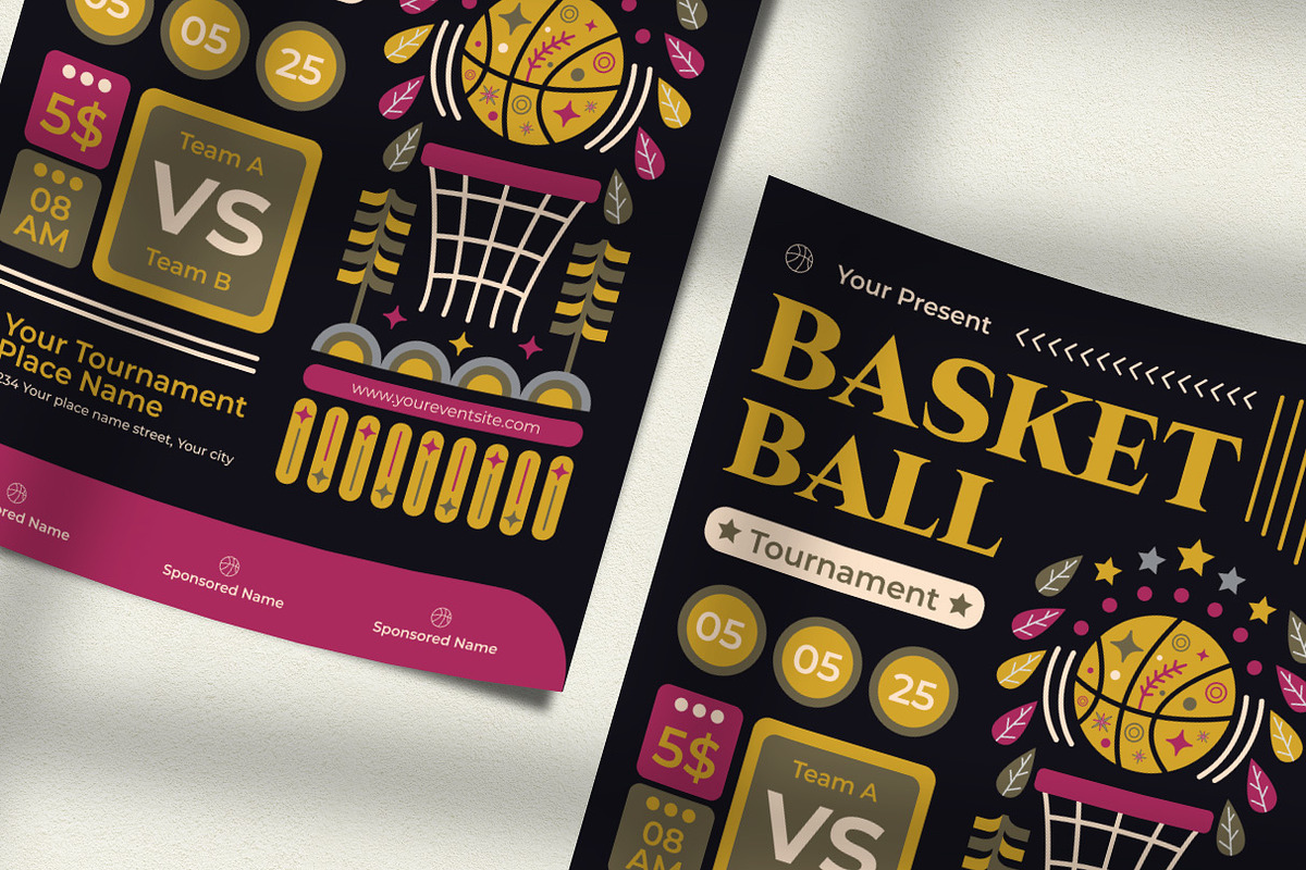 Basketball Tournament Flyer Template, a Flyer Template by Hole Hope Design