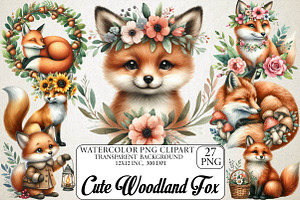 Cute Woodland Fox Clipart, an Illustration by DreamPrint404