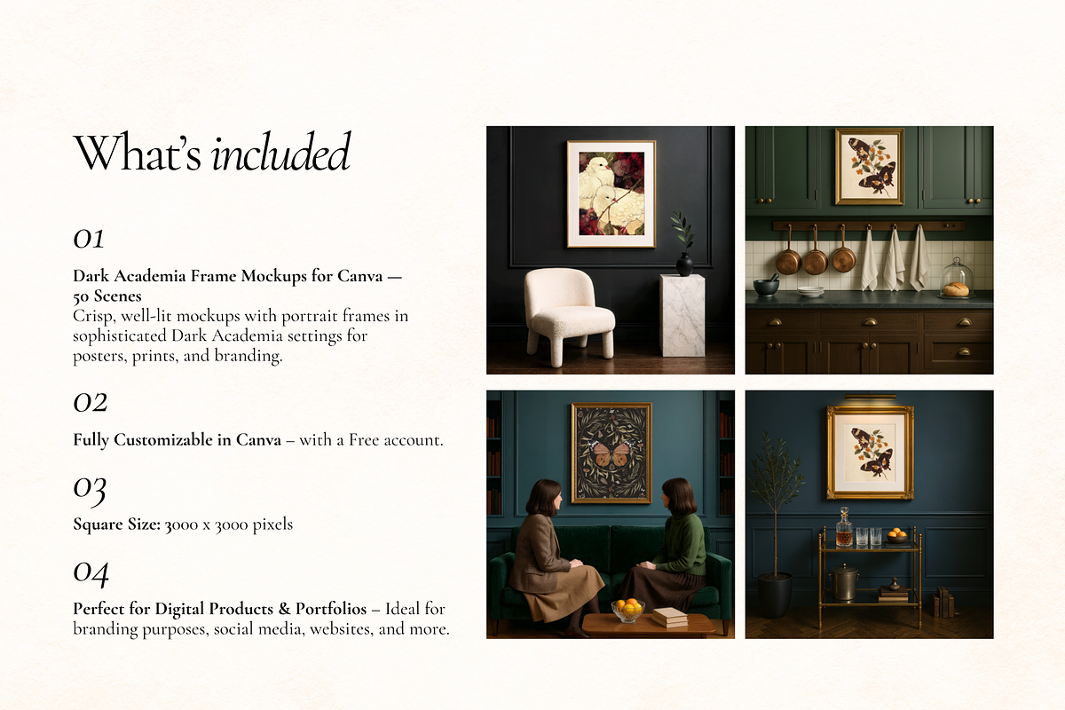 Dark Academia Frame Canva Mockups, a Household Mockup by Matisse Studio (Photo 3 of 10)