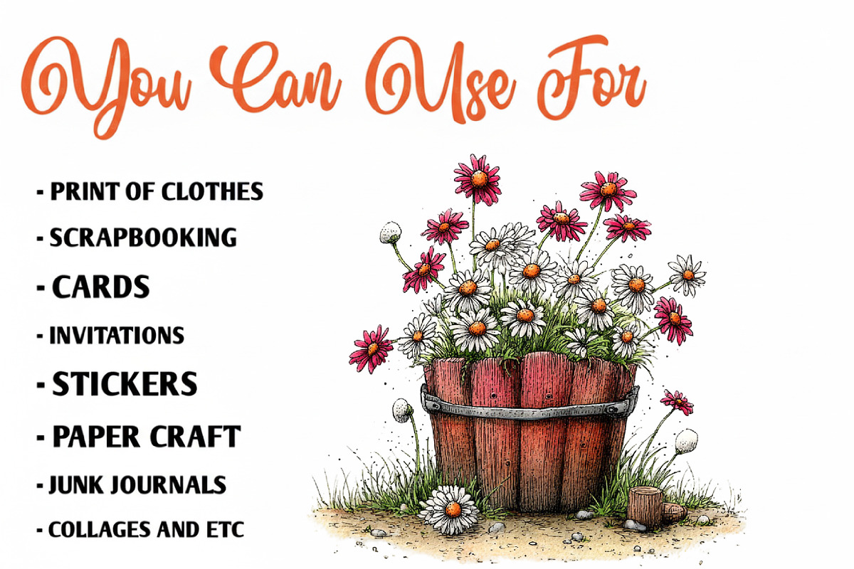 Spring Flower Bucket Sublimation Cli, an Illustration by CreationArt (Photo 4 of 7)
