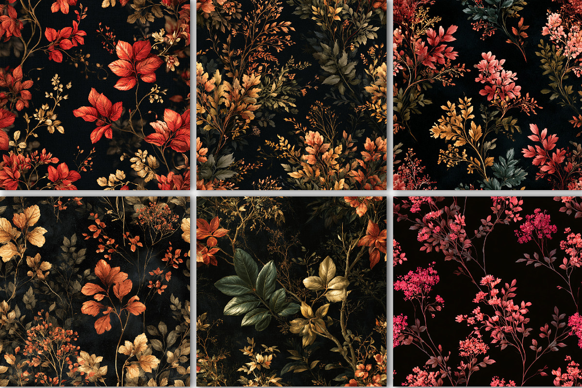 Dark Aesthetic Leaves Seamless, a Pattern Graphic by Black Bird Studio (Photo 4 of 6)
