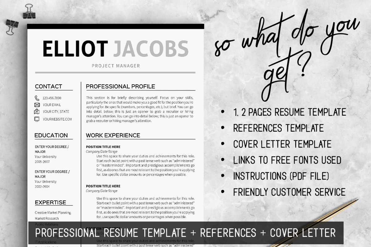 Minimalist Resume Template Clean CV, a Resume Template by LevelUpResume (Photo 3 of 5)