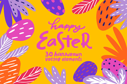 Colorful Easter design elements