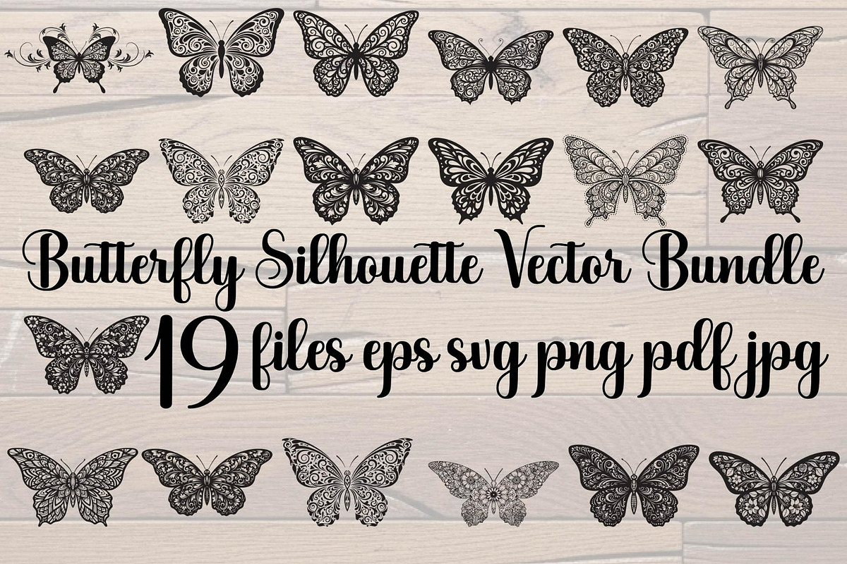 Butterfly Silhouette Bundle, a Decorative Illustration by Designer_Momina (Photo 1 of 20)
