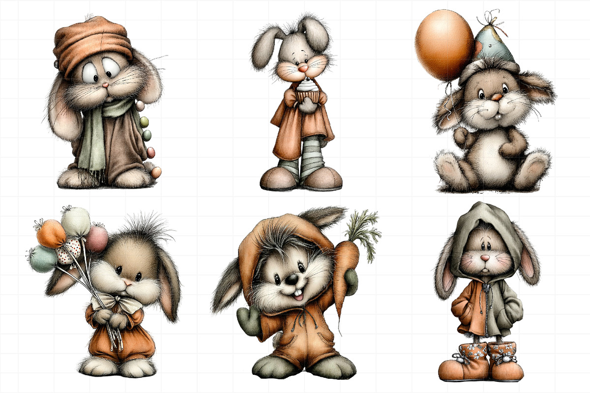 Quirky Easter Bunny Clipart Bundle, an Illustration by Daily.Designs (Photo 4 of 8)
