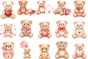 Valentine's Day Teddy Bear Clipart, an Illustration by Designking (Thumbnail 2 of 5)