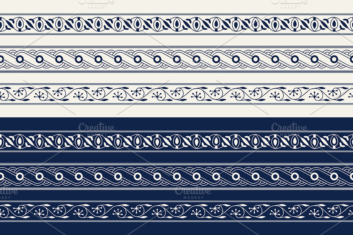 Blue Indian Block Print: Border, a Pattern Graphic by StabuLaRasa illustration (Photo 15 of 16)