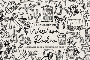 Rodeo Clipart, Western Doodles, an Object Illustration by The October Creative