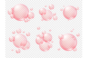 Pink collagen serum or soap bubbles, an Object Illustration by Frogella
