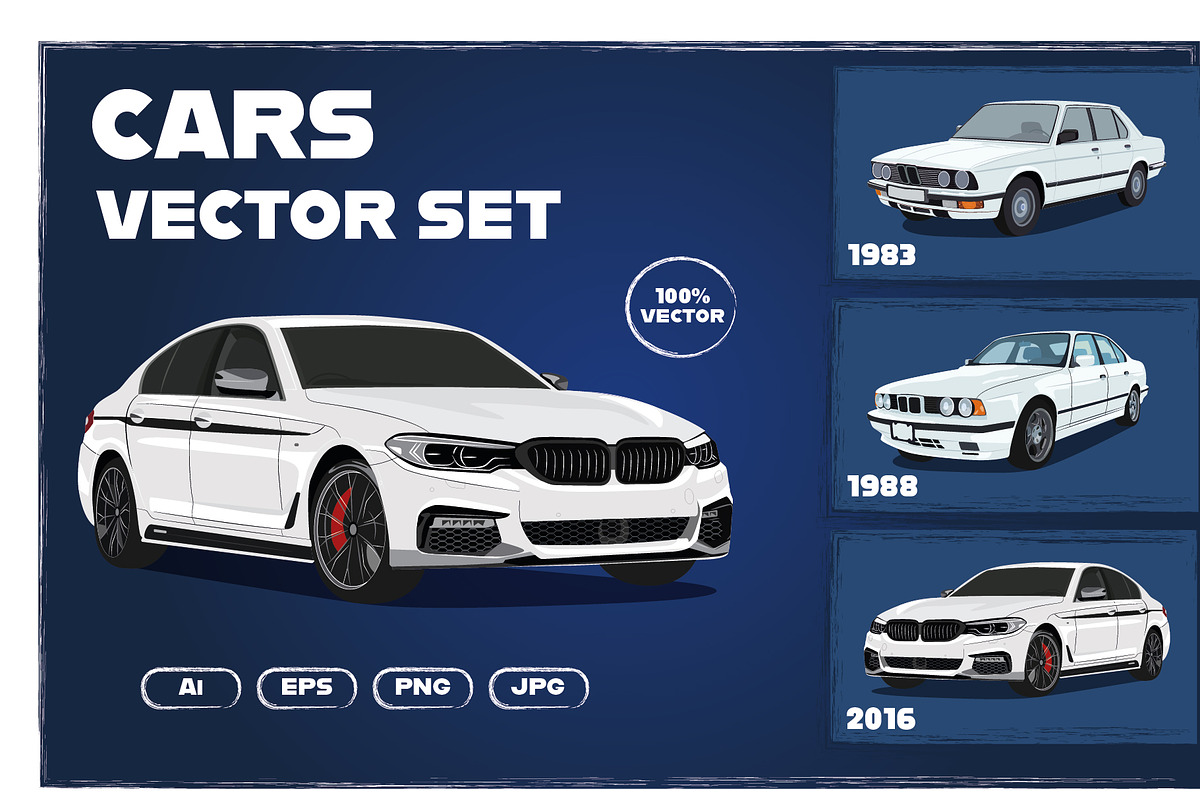 BMW cars 1983, 1988 and 2016 years, an Education Illustration by aliayas (Photo 1 of 7)