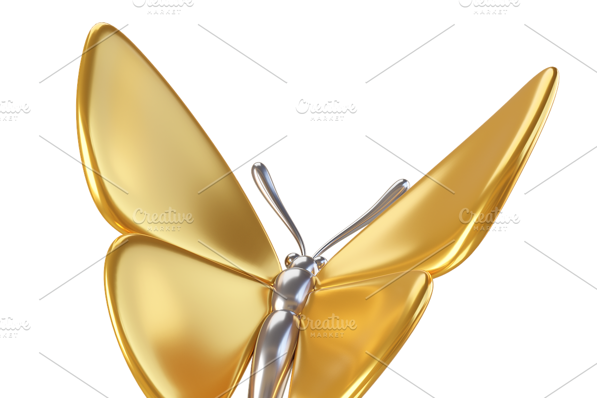 Cute 3D golden Butterflies icons, an Animal 3D Model by Hannet (Photo 4 of 5)