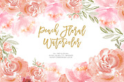 peach floral watercolor clip art, an Illustration by Sunflower Day Love (Thumbnail 4 of 4)