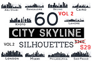60 City Skyline Silhouettes Set 2, an Illustration by Booblgum (Thumbnail 1 of 9)