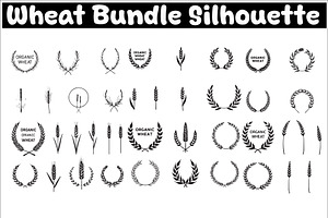 Wheat Laurel Silhouette Bundle, an Illustration by Creativeshirt