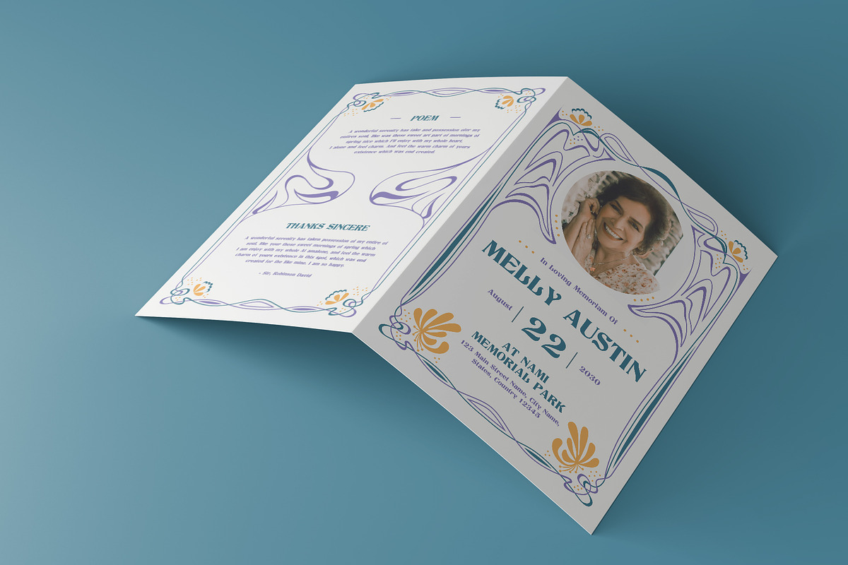 Funeral Program Art Nouveau Theme, a Brochure Template by Neermana (Photo 3 of 4)