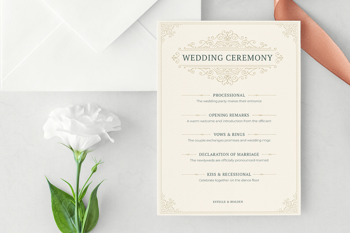 Vintage Wedding Ceremony Program, a Stationery Template by Vasya Kobelev (Photo 4 of 7)