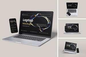 Laptop and Iphone Mockup, a Wearable Device Mockup by Twins_studio926