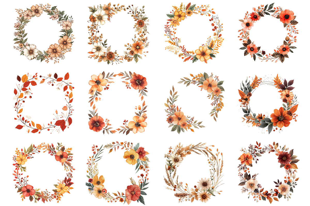 Fall Flower Frame Clipart, an Illustration by Design Market (Photo 3 of 3)