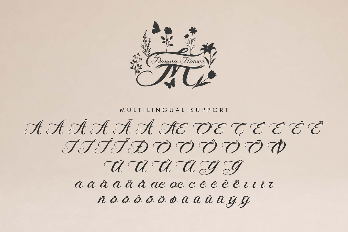 Davina Flower Monogram, a Handwritten Font by Yoga Letter (Photo 8 of 8)