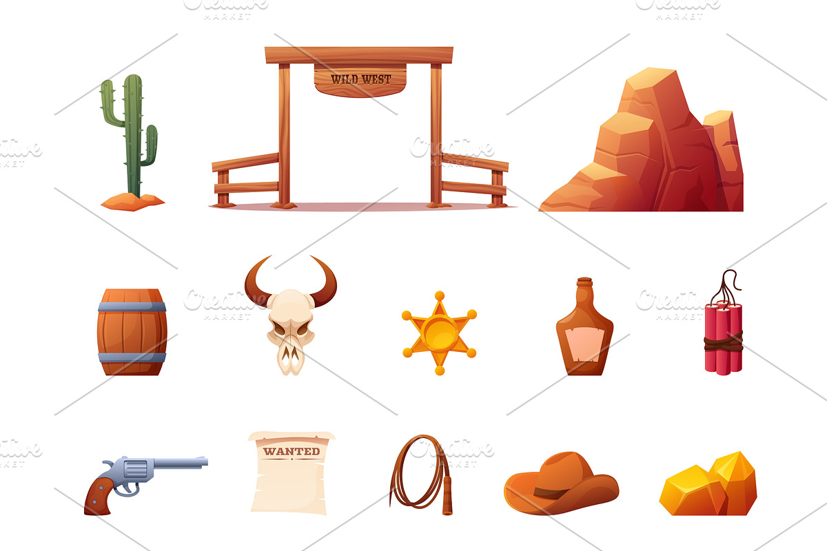 Wild west cartoon clipart. Isolated, an Illustration by Valerie Bodnar