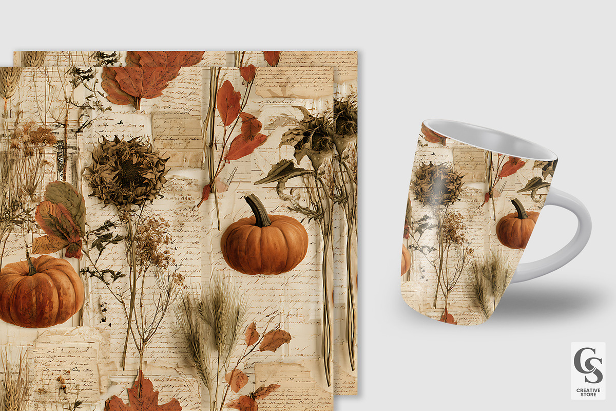 Fall Botanical Junk Journal Paper, a Pattern Graphic by Creative Store (Photo 3 of 5)