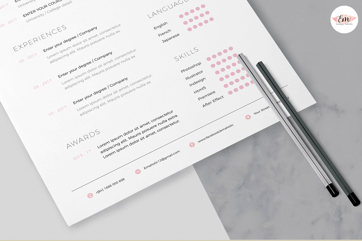 Floral 1 page Resume, a Resume Template by Emaholic Template (Photo 4 of 5)