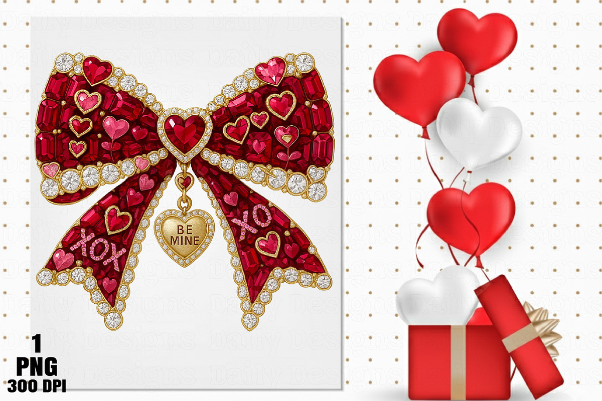 Rhinestone Valentines Bow Png, an Illustration by Daily.Designs (Photo 5 of 5)