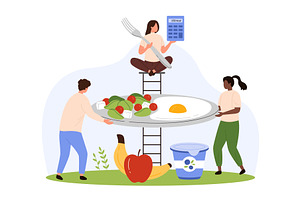Counting calories for weight loss, a Food Illustration by Flashvector