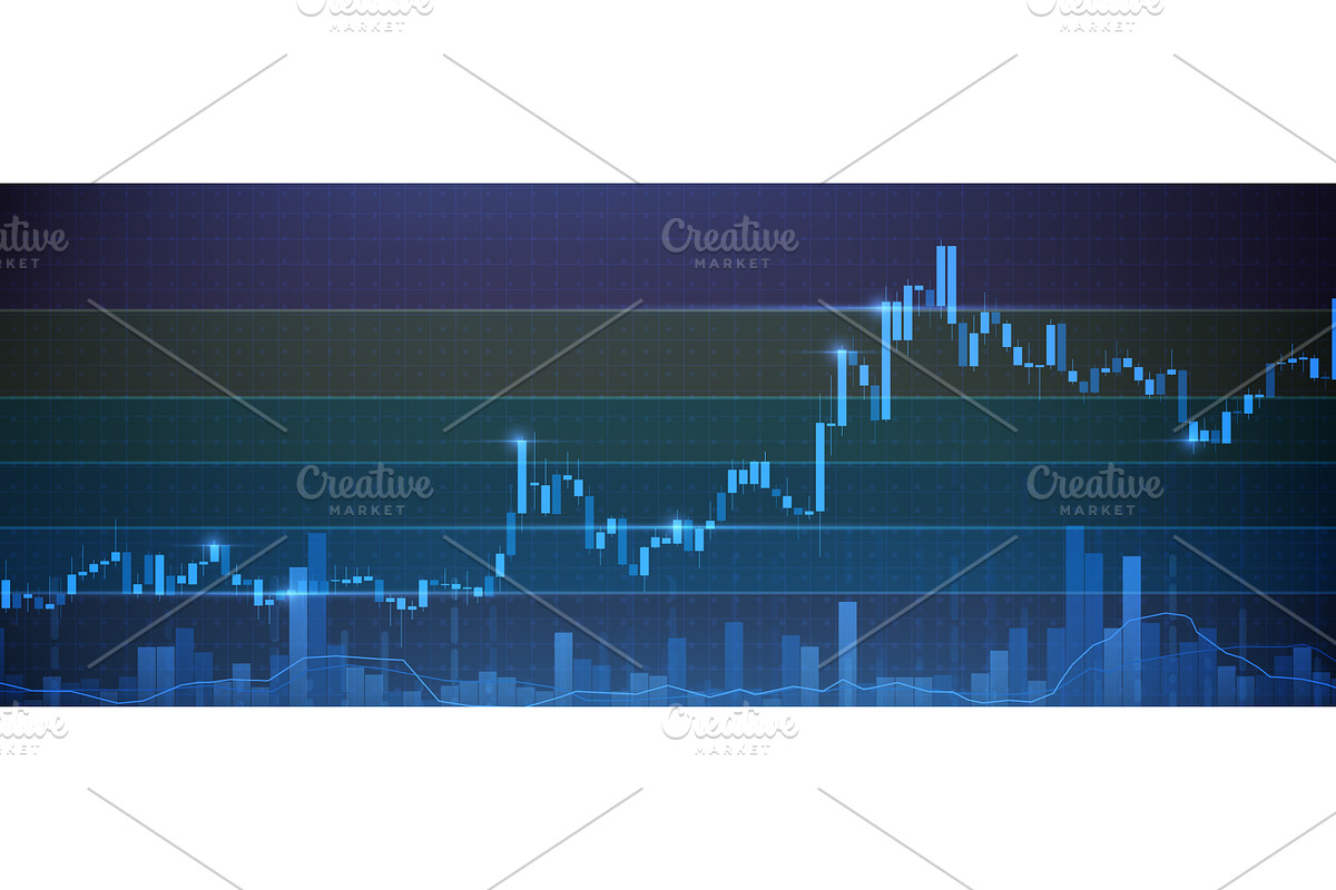 Stock market chart, blue candlestick, a Finance Illustration by art PVP - market