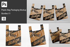 Brown Plastic bag mokcup bundles