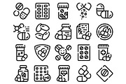 Medicine pills and drugs line icons, an Object Graphic by pikepicture (Thumbnail 2 of 3)