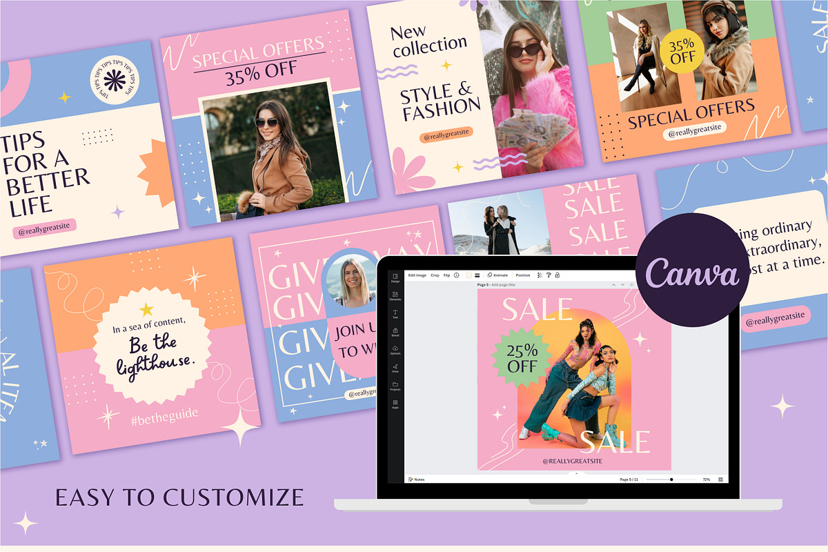 150 Instagram Posts Canva Templates, a Templates & Theme by TemplateCastleStore (Photo 4 of 10)