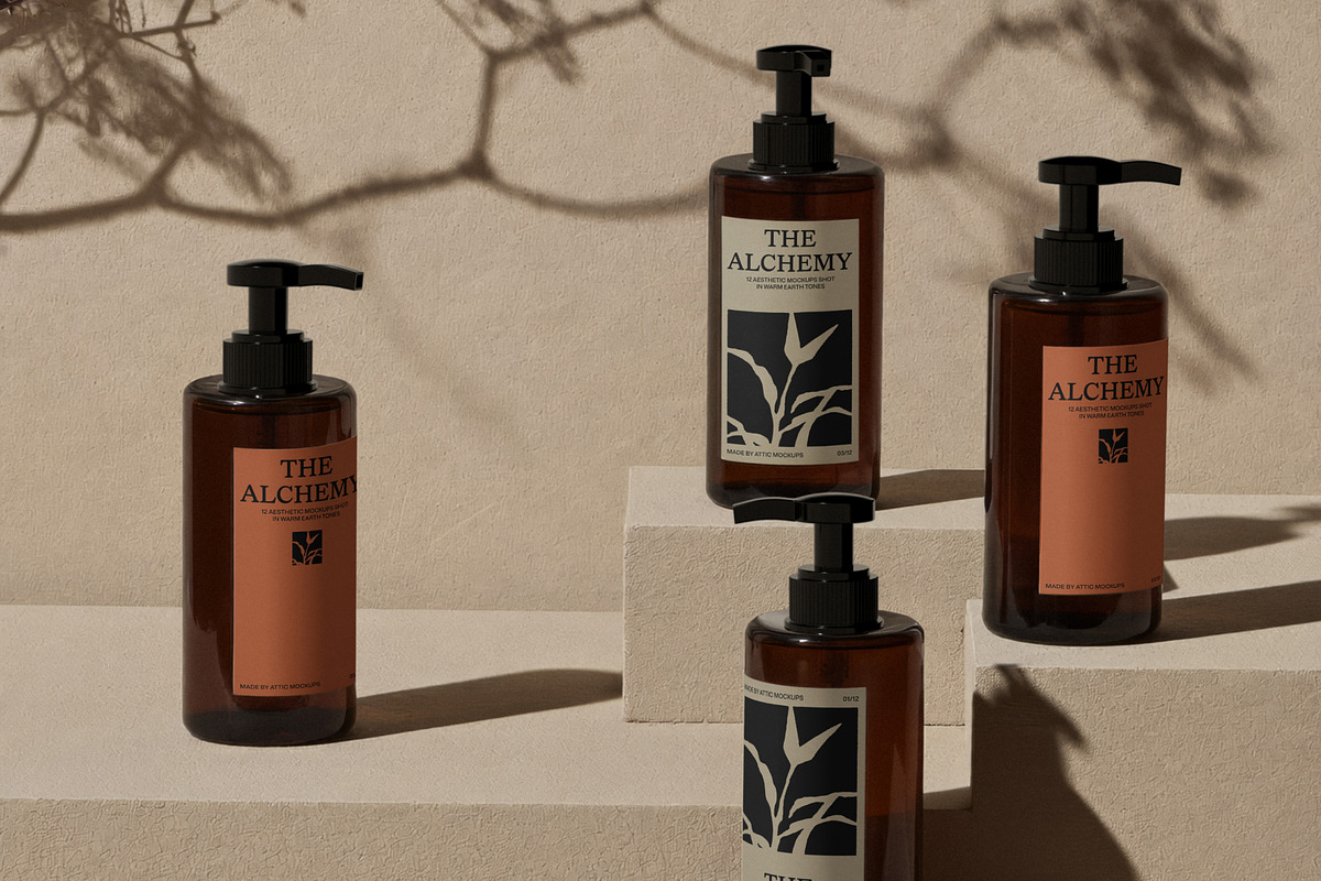 Pump Bottle Mockup Set PSD · 02, a Packaging Mockup by Made by Attic (Photo 1 of 3)