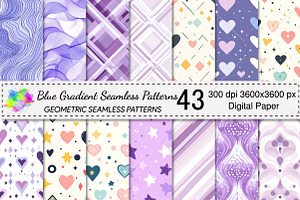 Blue Gradient Seamless Patterns, a Pattern Graphic by Canvas Craft