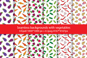 Seamless backgrounds with vegetables, a Pattern Graphic by Shop seamless patterns (Thumbnail 1 of 7)
