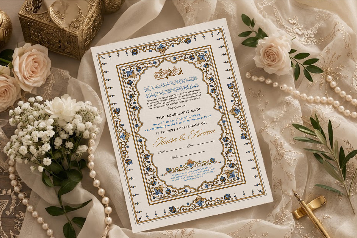 Muslimislamic nama nikah certificate, a Poster Template by Artemieva Kateryna (Photo 5 of 5)