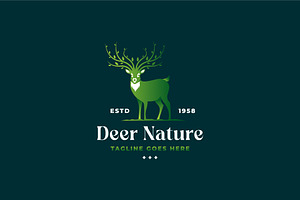 deer with tree leaf antlers logo, a Branding & Logo Template by Blazybone