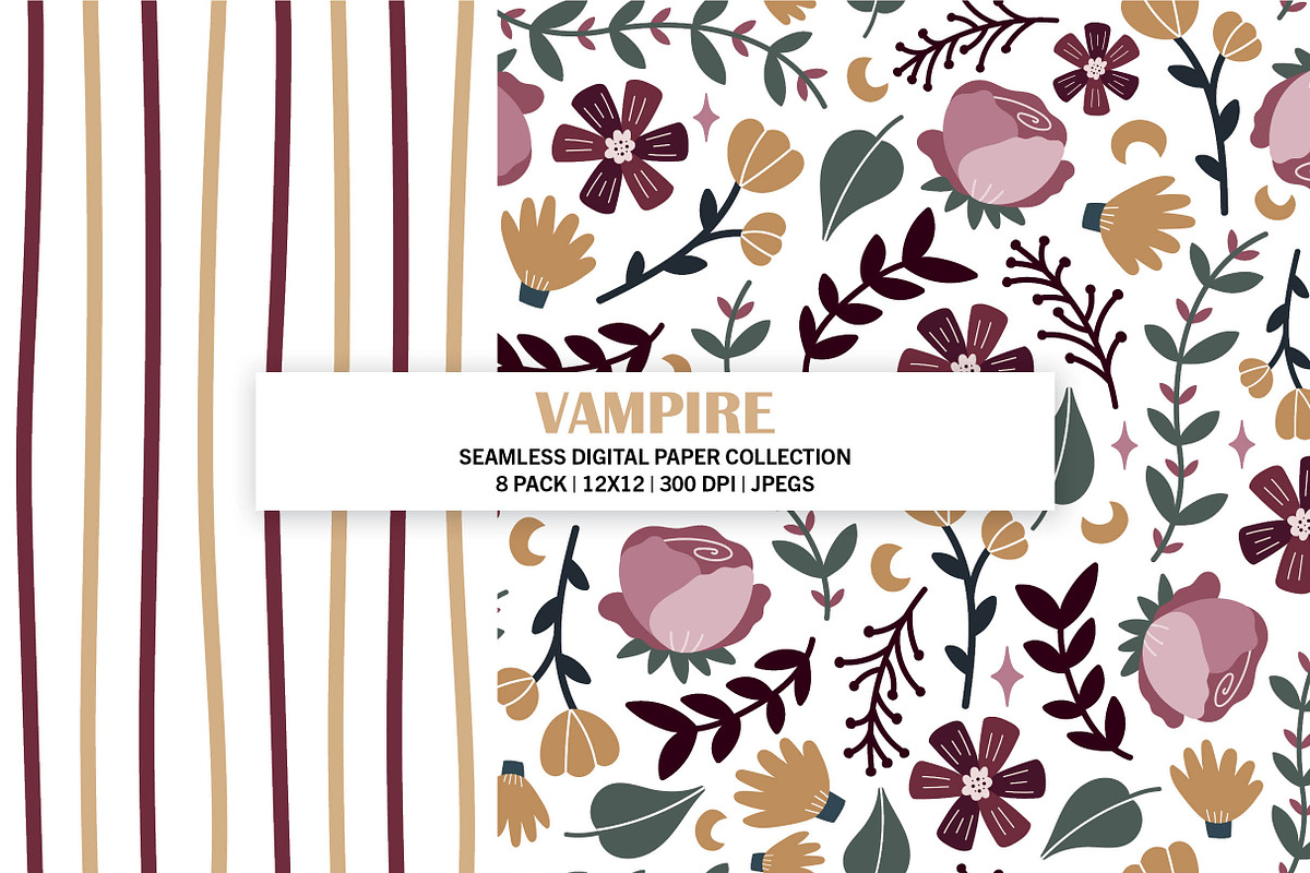 Vampire Seamless Digital Paper, a Pattern Graphic by Alanna Messina Design Co (Photo 4 of 9)