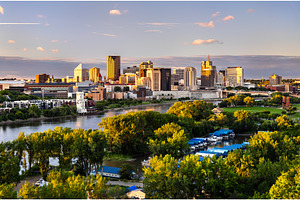 Saint Paul skyline and Mississippi, an Architecture Photo by Leonid Andronov
