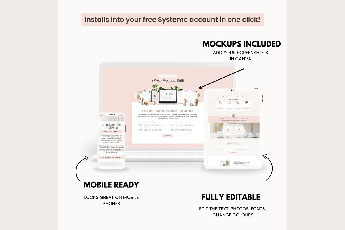 Systeme.io Ivory Rose Sales Funnel, a Landing Page Template by Hayley's Digital Hub (Photo 4 of 10)
