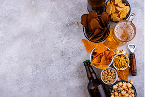 Beer and different snacks for, a Food & Drink Photo by Yulia Furman