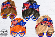 4th of July Clipart Messy Bun Girls, an Illustration by TanuschArts (Thumbnail 3 of 4)
